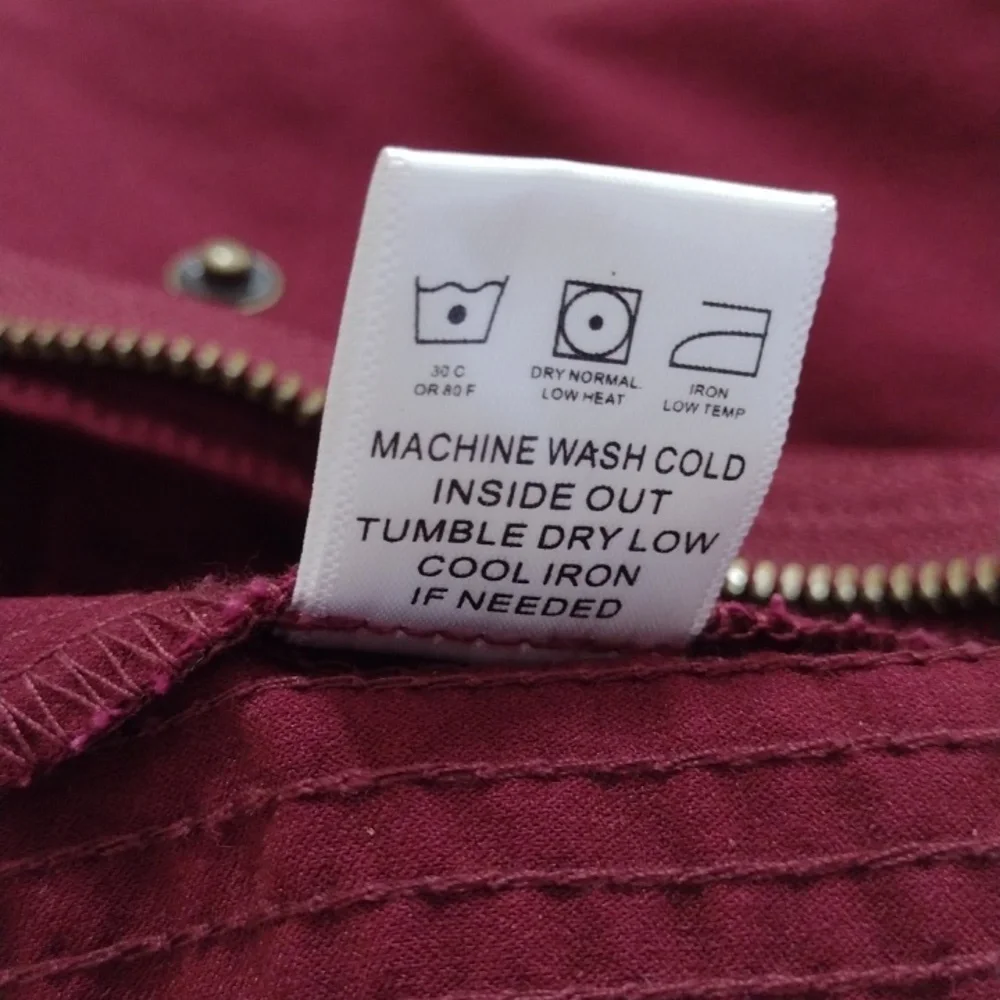 Eden Society Burgundy Full Front Zip Utility Jacket Size S - Picture 8 of 12